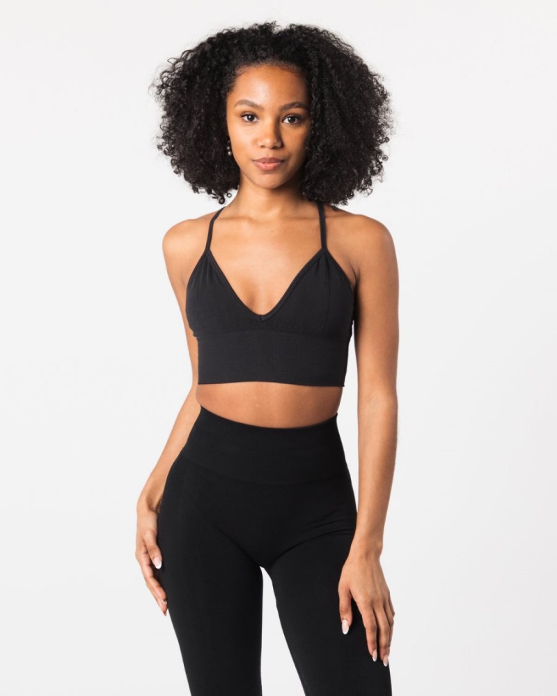 Soutien Gorge Sport Alphalete Seamless Nervuré Bra Noir Femme | WII-08211855