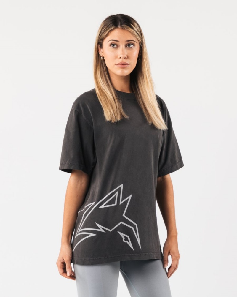 Chemises Alphalete Giant Wolf Head Tee Noir Femme | ZMV-99973539