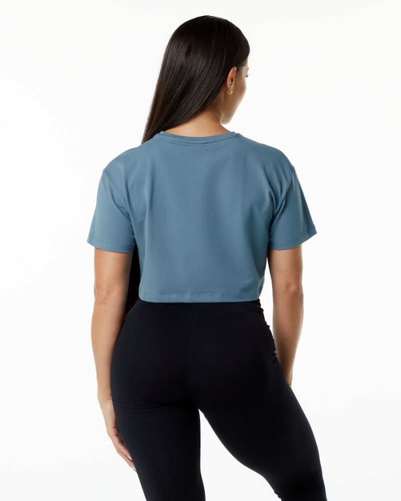 Chemises Alphalete Dynasty Crop Bleu Femme | VQN-75094212