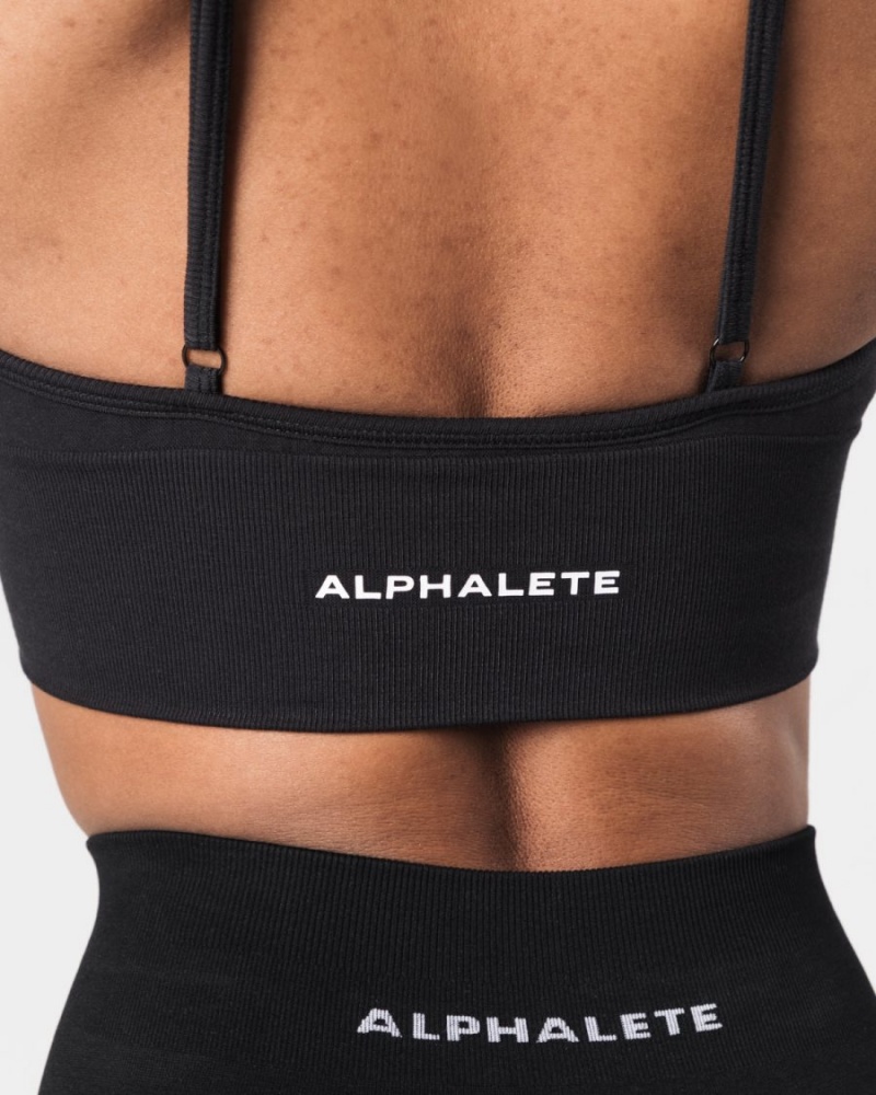 Soutien Gorge Sport Alphalete Seamless Nervuré Bra Noir Femme | WII-08211855