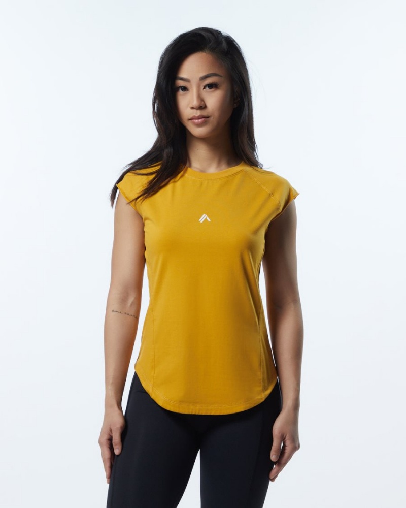 Chemises Alphalete Velocity Tee Jaune Femme | APC-48416181