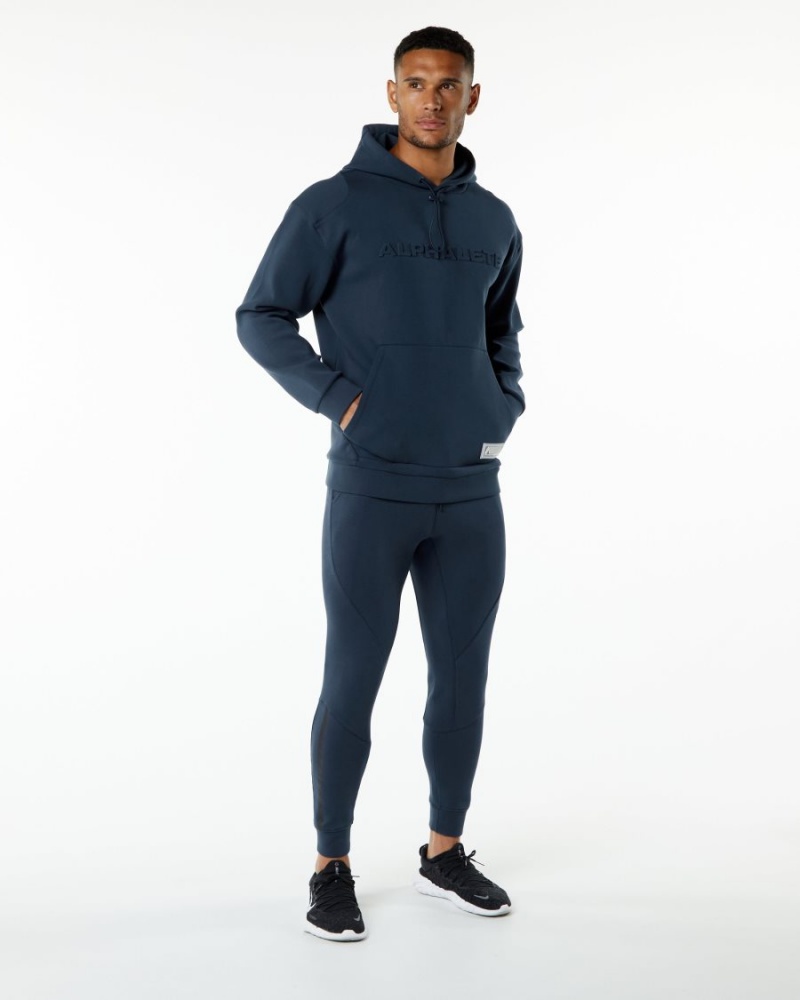 Sweat a Capuche Alphalete ELMTS Hoodie Bleu Marine Homme | RDU-90427910