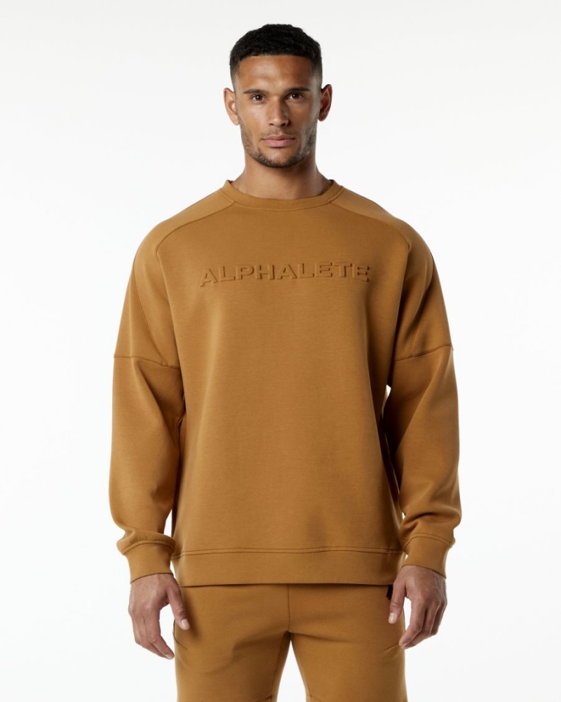 Vestes Alphalete ELMTS Crewneck Pull Almond Homme | TAX-32671568