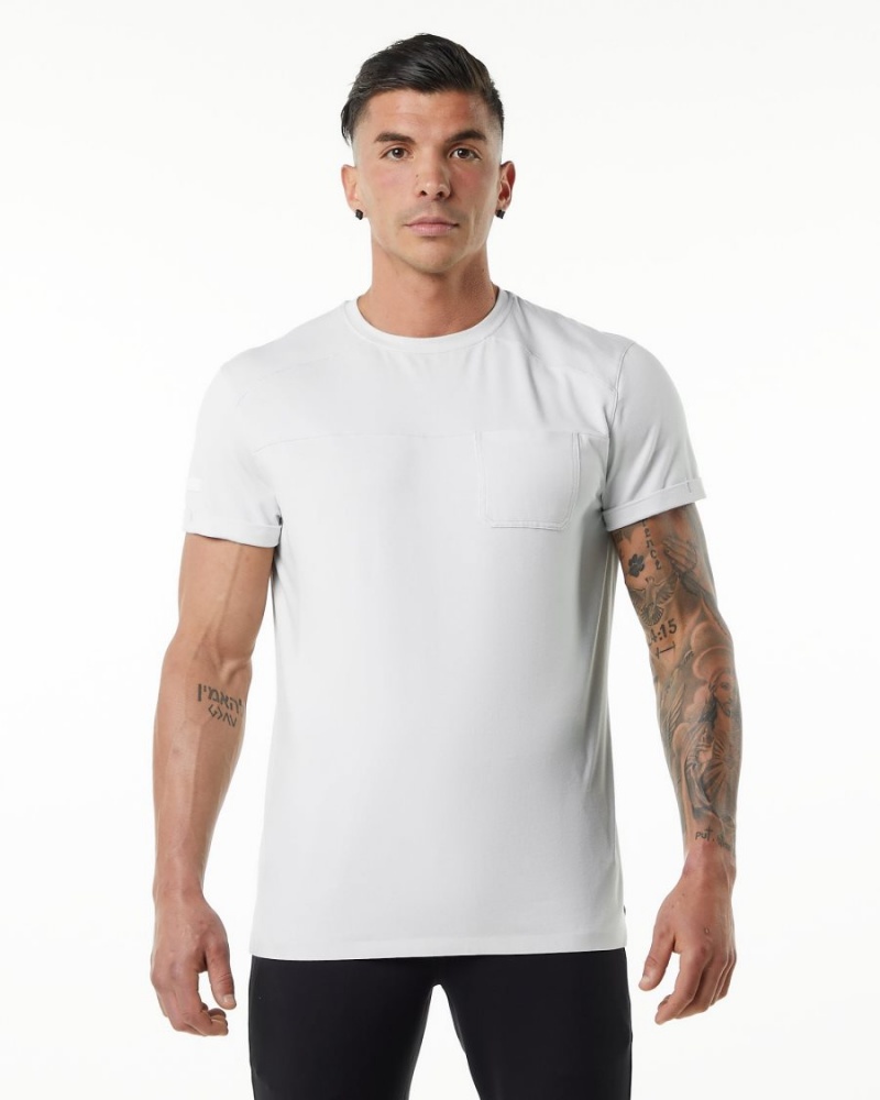 Chemises Alphalete Evo Pocket Tee Blanche Homme | GJT-16751480