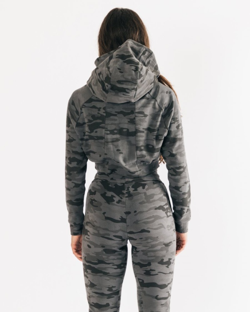 Sweat a Capuche Alphalete Identity Pro Crop Hoodie Camouflage Femme | YOM-73674126