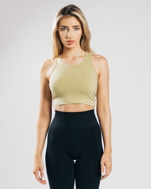 Debardeur Alphalete Essential Crop Tank Vert Olive Clair Femme | ALJ-13930500