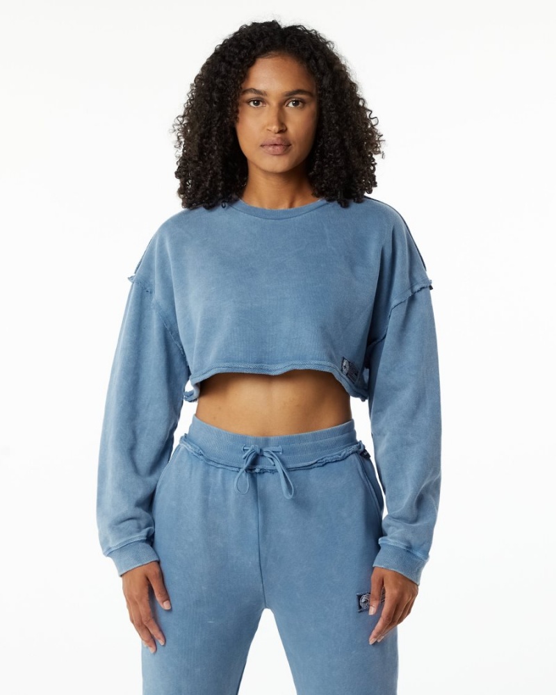 Vestes Alphalete Very Terry Crop Pullover Bleu Femme | AQC-43923530