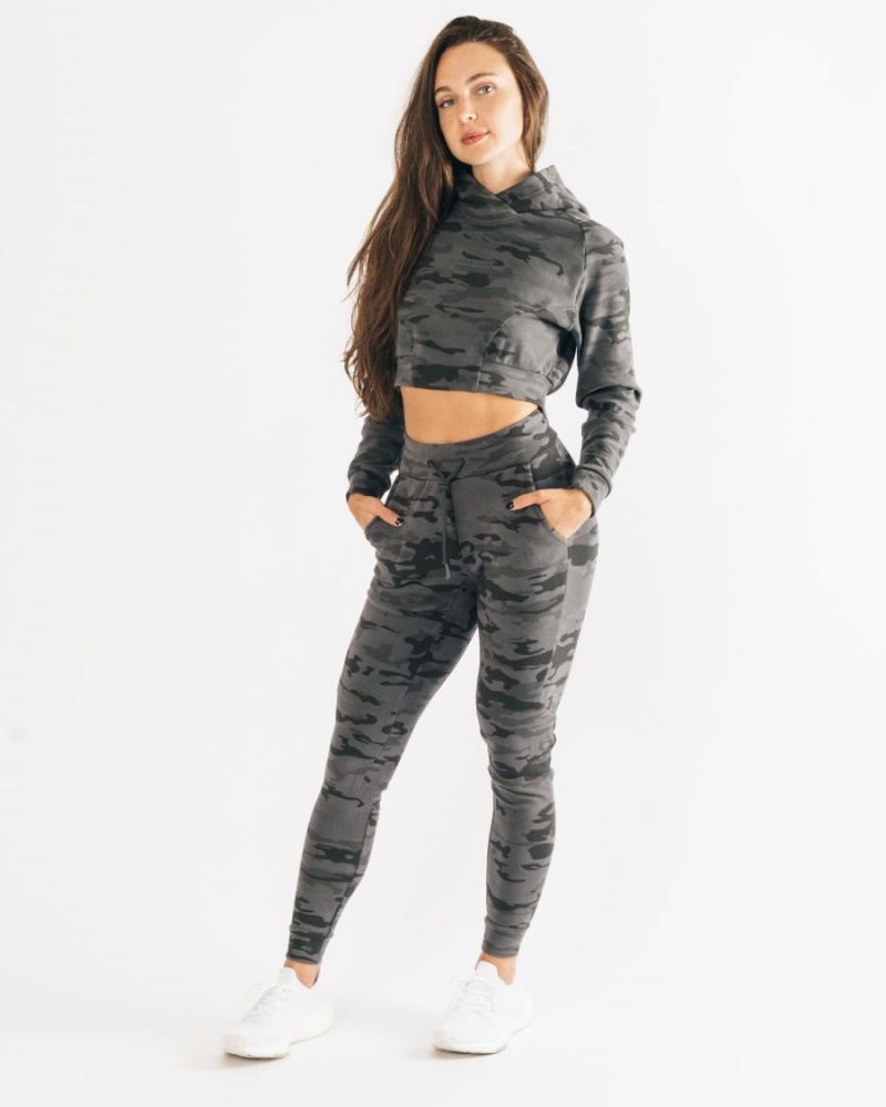 Sweat a Capuche Alphalete Identity Pro Crop Hoodie Camouflage Femme | YOM-73674126