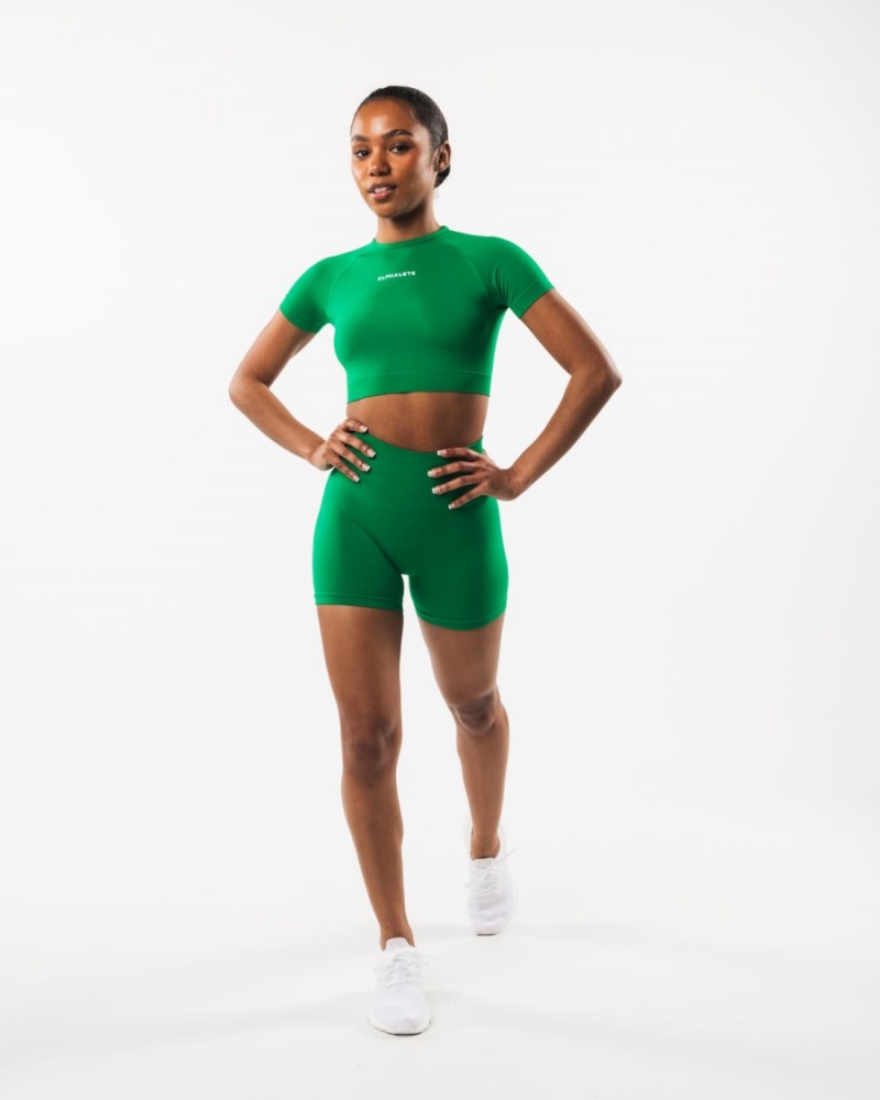 Chemises Alphalete Amplify SS Crop Vert Femme | FUI-10935101