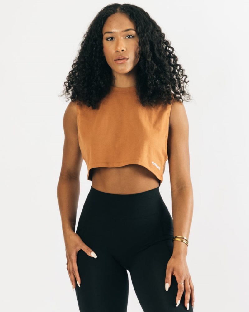 Debardeur Alphalete Heavy Coton Cropped Cutoff Clay Femme | GHX-21089307