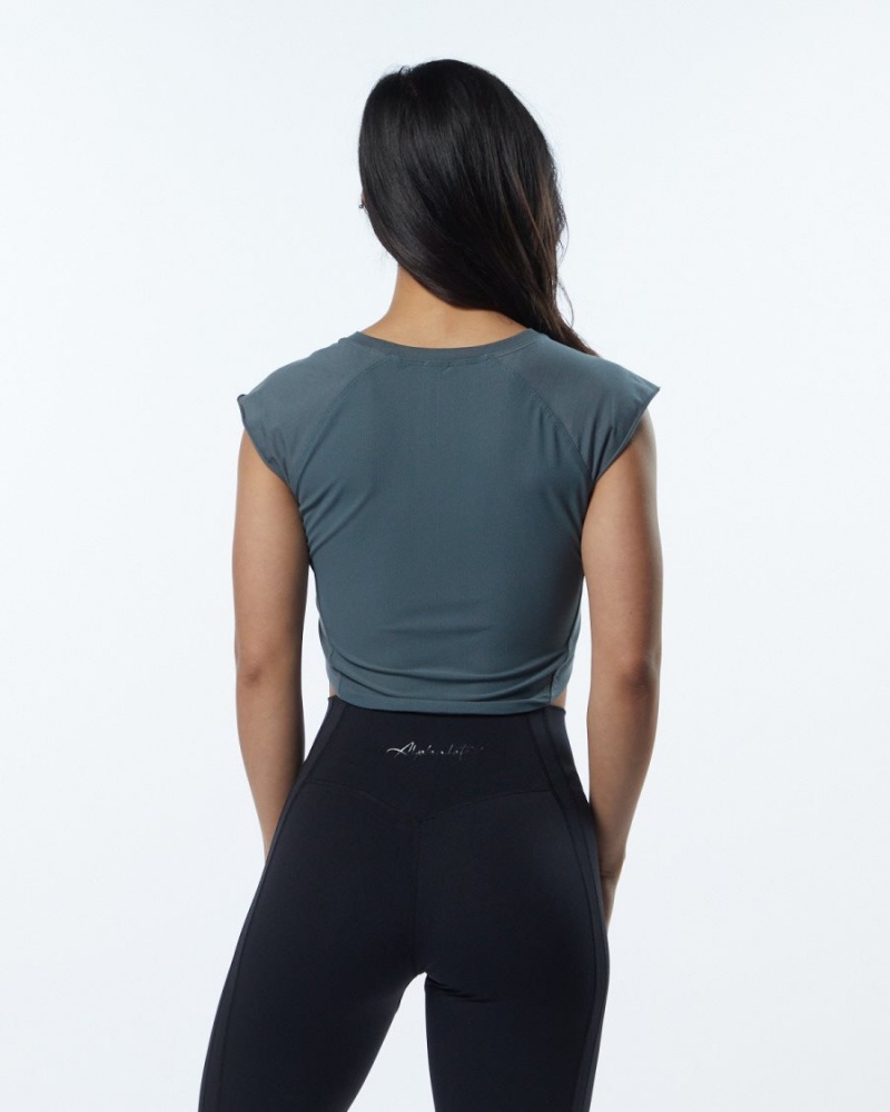 Chemises Alphalete Velocity Crop Tee Grise Femme | GVE-61975984