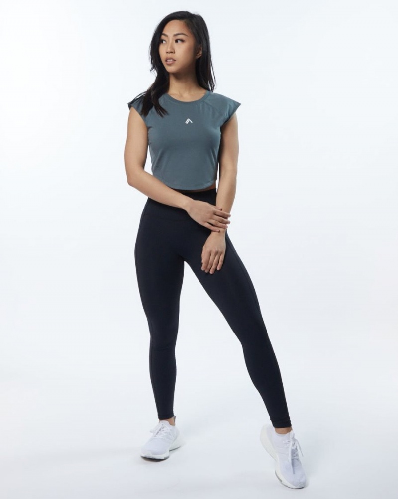 Chemises Alphalete Velocity Crop Tee Grise Femme | GVE-61975984