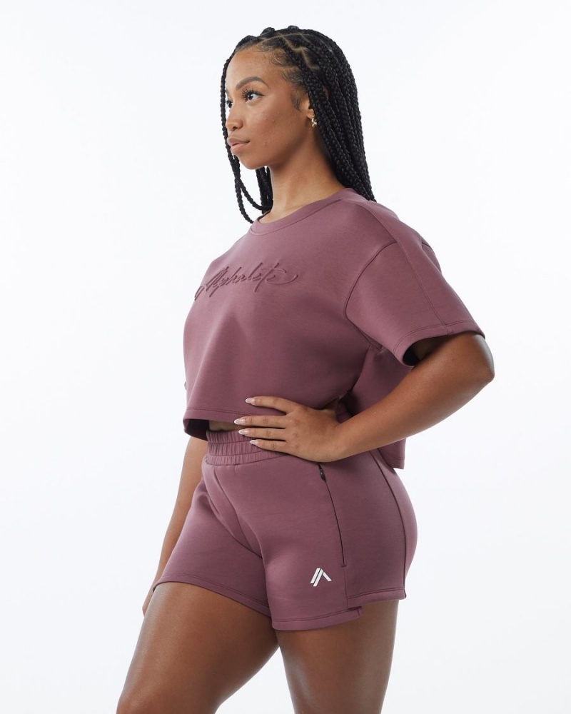 Vestes Alphalete ELMTS Half Sleeve Pullover Mauve Femme | HBV-62781098