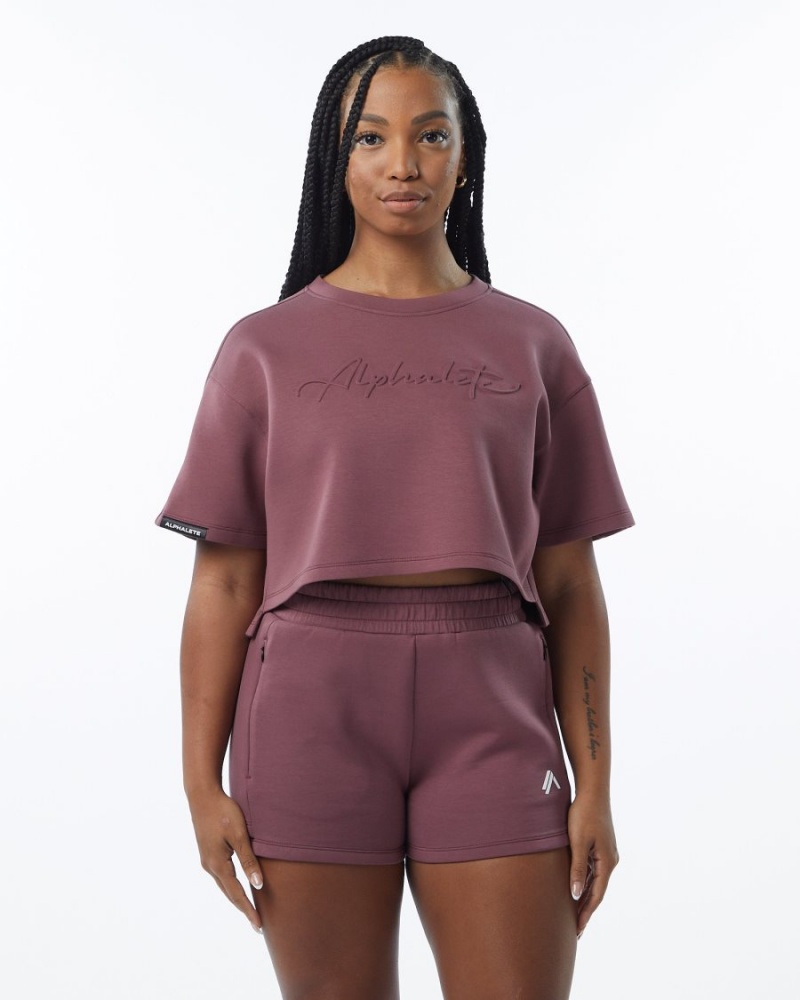 Vestes Alphalete ELMTS Half Sleeve Pullover Mauve Femme | HBV-62781098