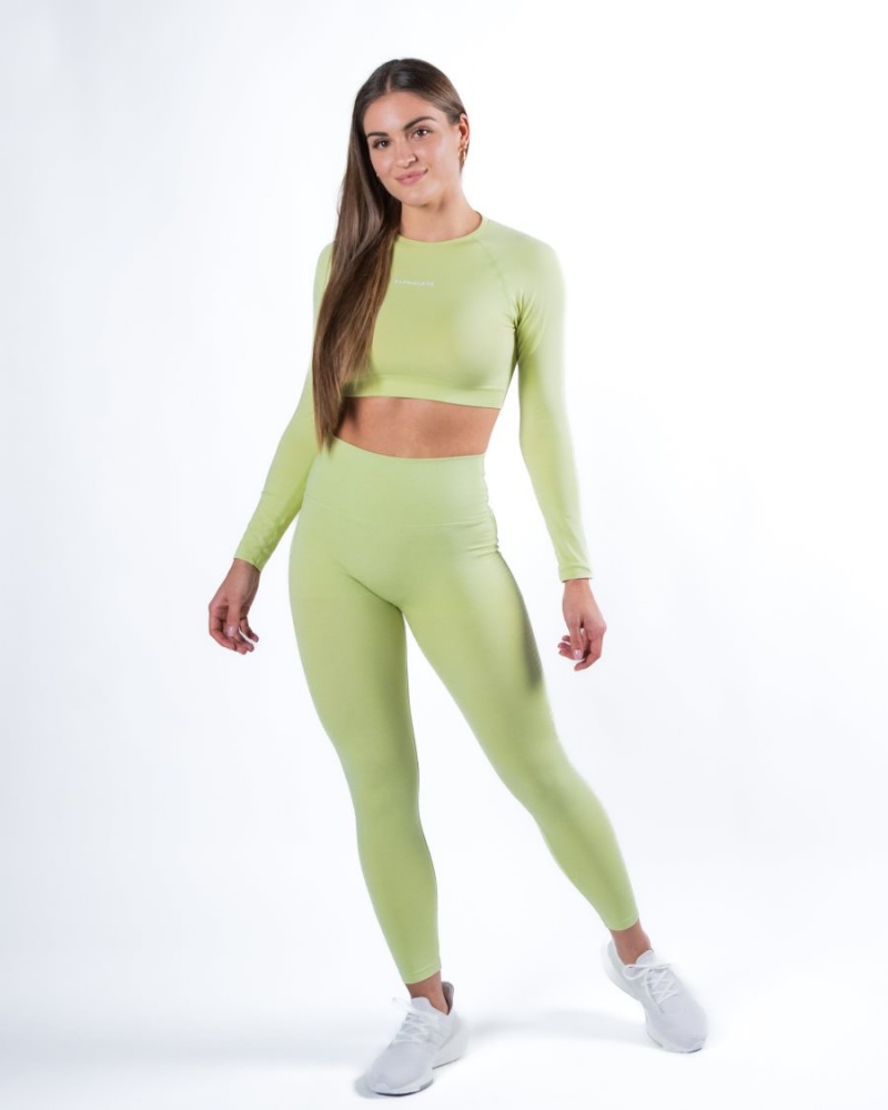 Manches Longues Alphalete Amplify LS Crop Frozen Spring Femme | ZEU-46084193