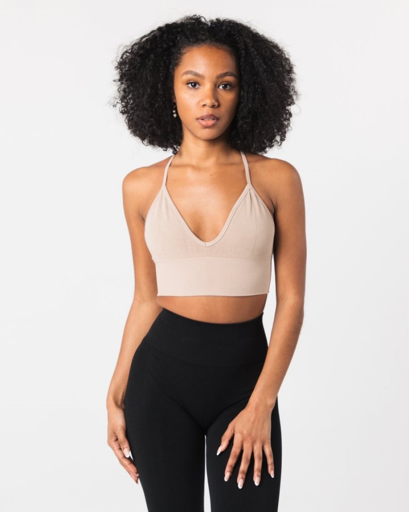 Soutien Gorge Sport Alphalete Seamless Nervuré Bra Linen Femme | VDX-08082225