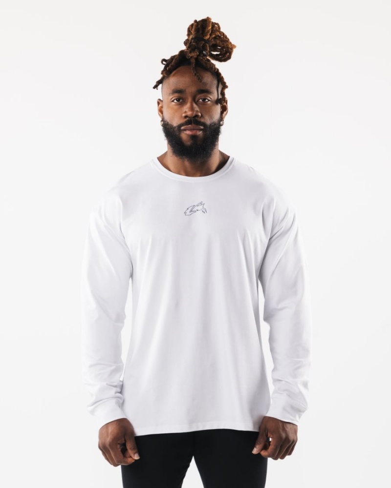 Chemises Alphalete Wolf Head LS Tee Blanche Homme | HCP-79565971