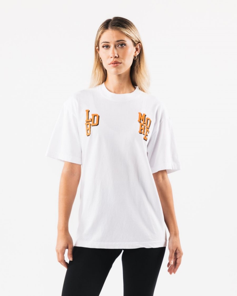 Chemises Alphalete LDB More Letter Tee Blanche Homme | XQG-28445362