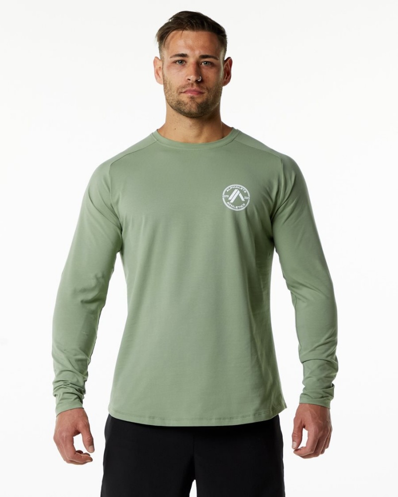 Chemises Alphalete Dynasty LS Tee Sage Homme | SXU-90265787