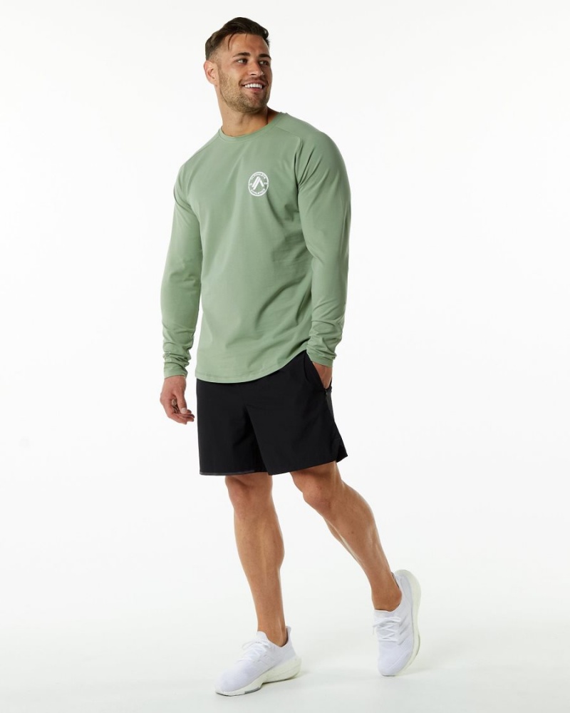 Chemises Alphalete Dynasty LS Tee Sage Homme | SXU-90265787