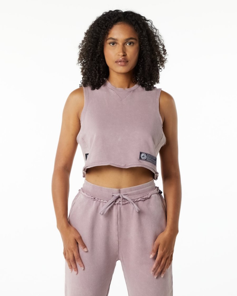 Debardeur Alphalete Very Terry Crop Cutoff Rose Femme | AAN-01295490