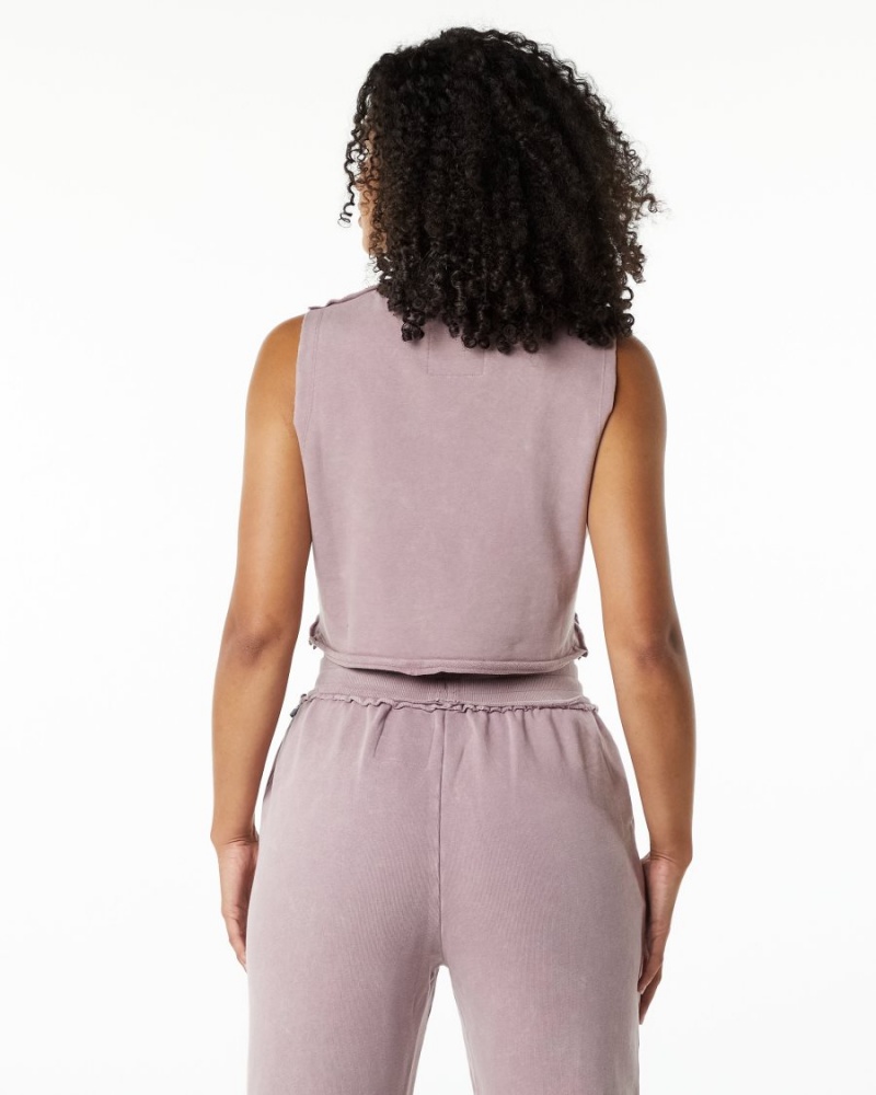 Debardeur Alphalete Very Terry Crop Cutoff Rose Femme | AAN-01295490