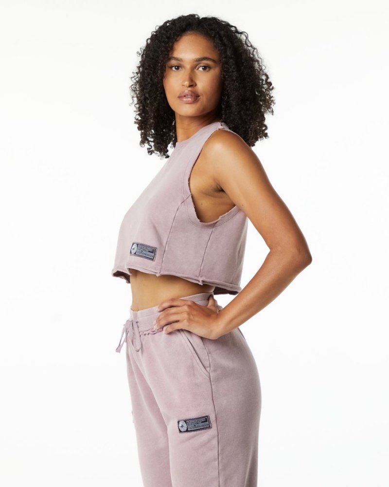 Debardeur Alphalete Very Terry Crop Cutoff Rose Femme | AAN-01295490