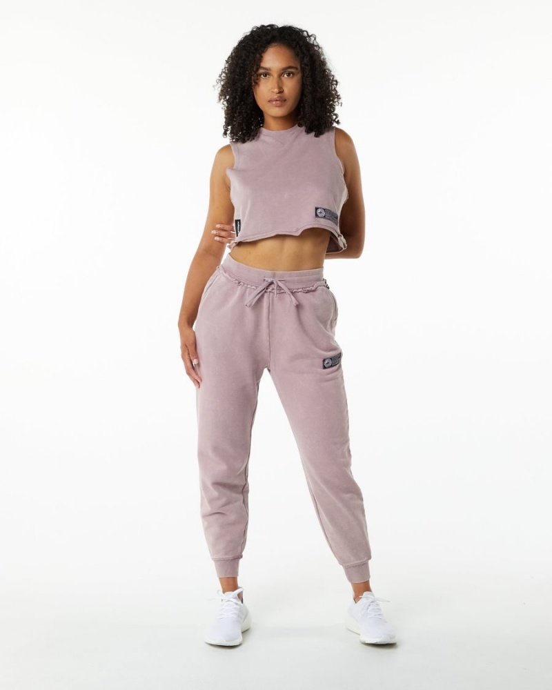 Debardeur Alphalete Very Terry Crop Cutoff Rose Femme | AAN-01295490