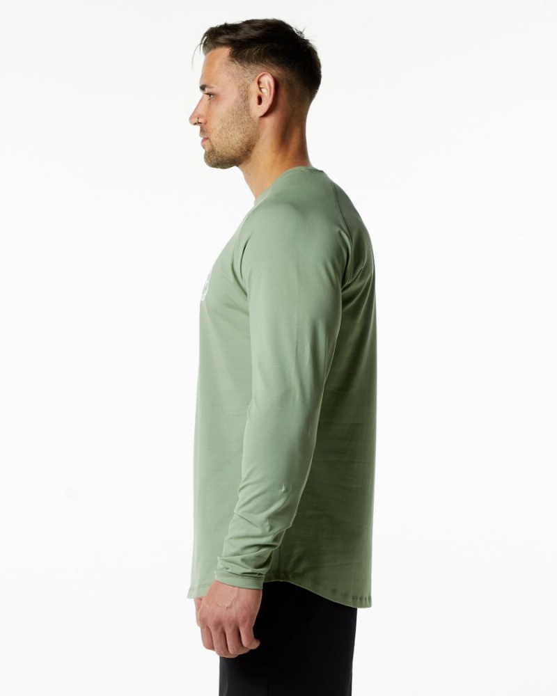 Chemises Alphalete Dynasty LS Tee Sage Homme | SXU-90265787