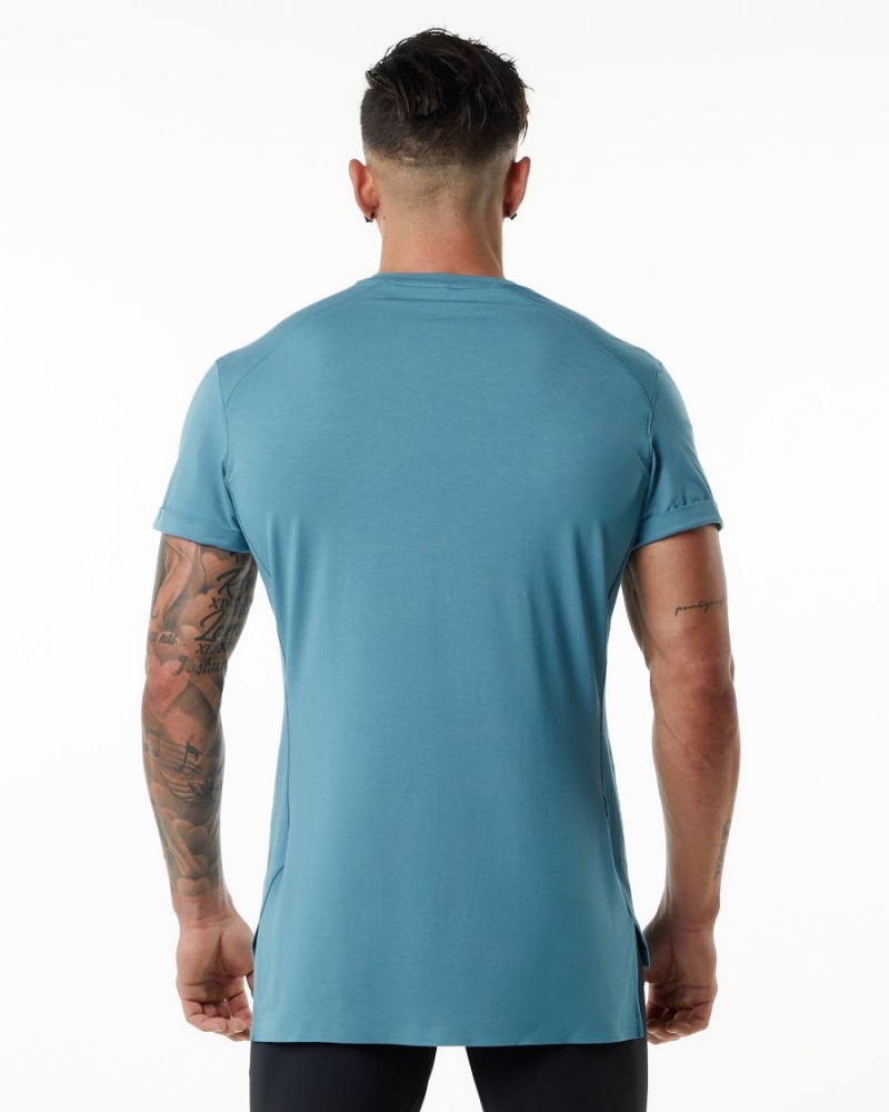 Chemises Alphalete Evo Pocket Tee Bleu Homme | IAC-28857931