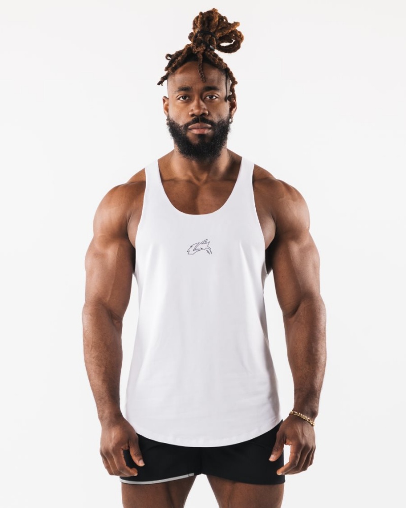 Debardeur Alphalete Wolf Head Raw Cut Tank Blanche Homme | XSI-47411822