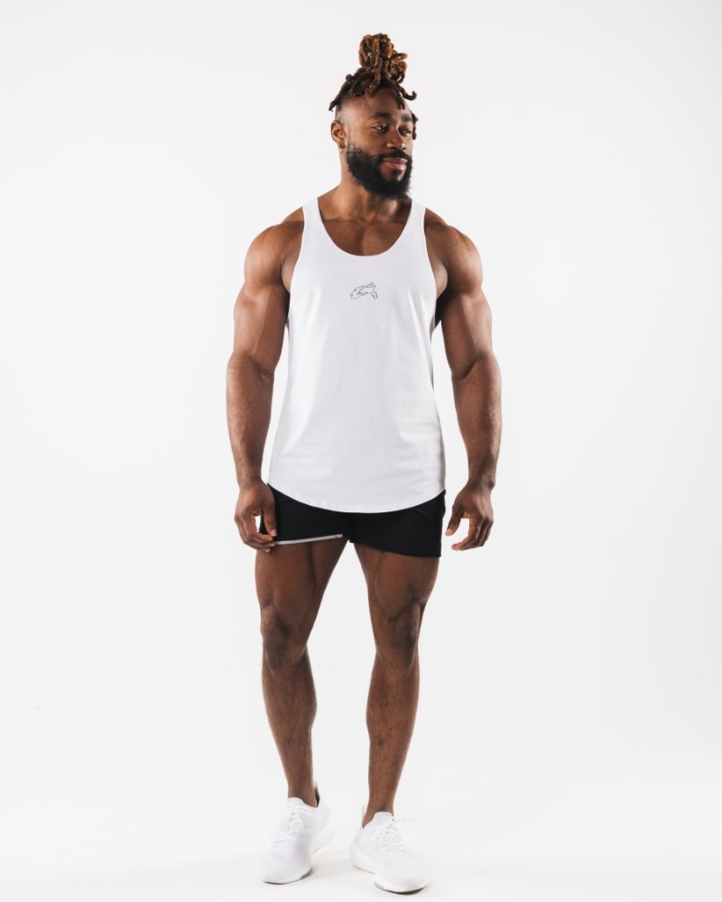 Debardeur Alphalete Wolf Head Raw Cut Tank Blanche Homme | XSI-47411822