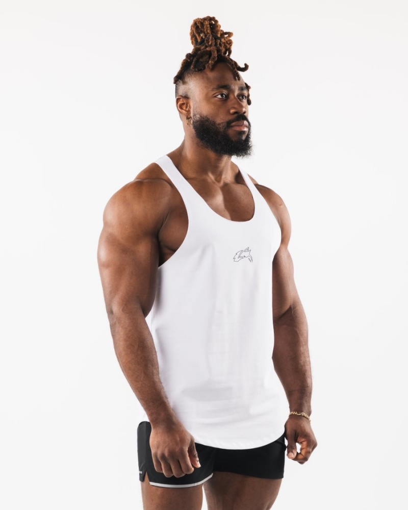 Debardeur Alphalete Wolf Head Raw Cut Tank Blanche Homme | XSI-47411822