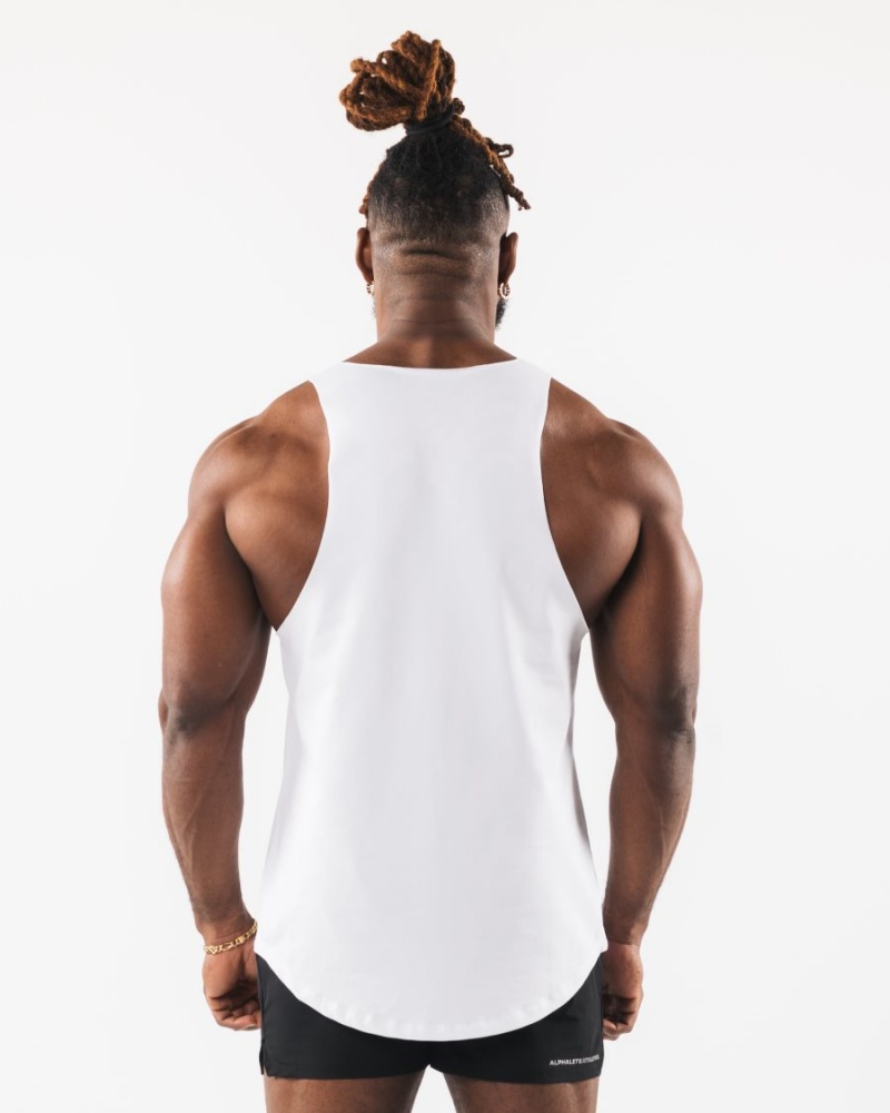 Debardeur Alphalete Wolf Head Raw Cut Tank Blanche Homme | XSI-47411822