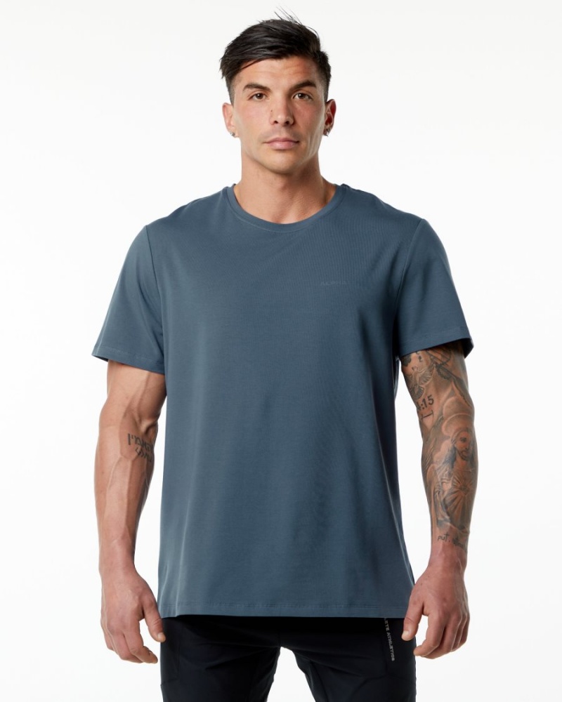 Chemises Alphalete Classiche Tee Bleu Homme | TIC-72358080