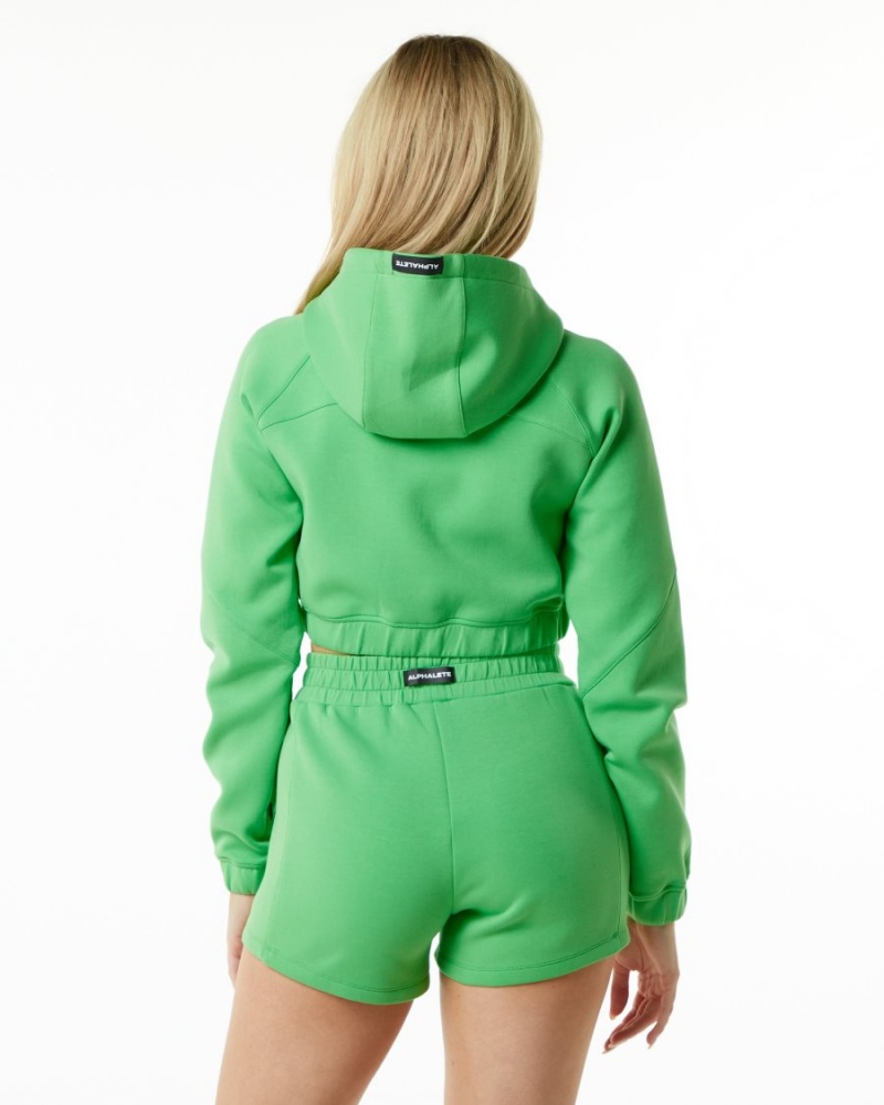 Vestes Alphalete ELMTS Full-Zip Crop Jacket Vert Femme | LYC-21060059