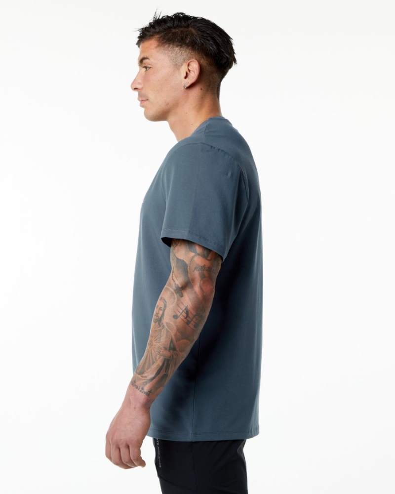 Chemises Alphalete Classiche Tee Bleu Homme | TIC-72358080