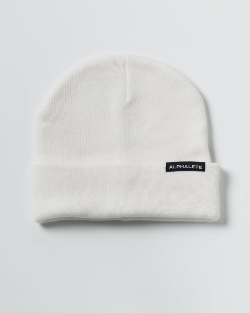 Accessoires Alphalete Essential Foldover Beanie Blanche Femme | QJO-10101532