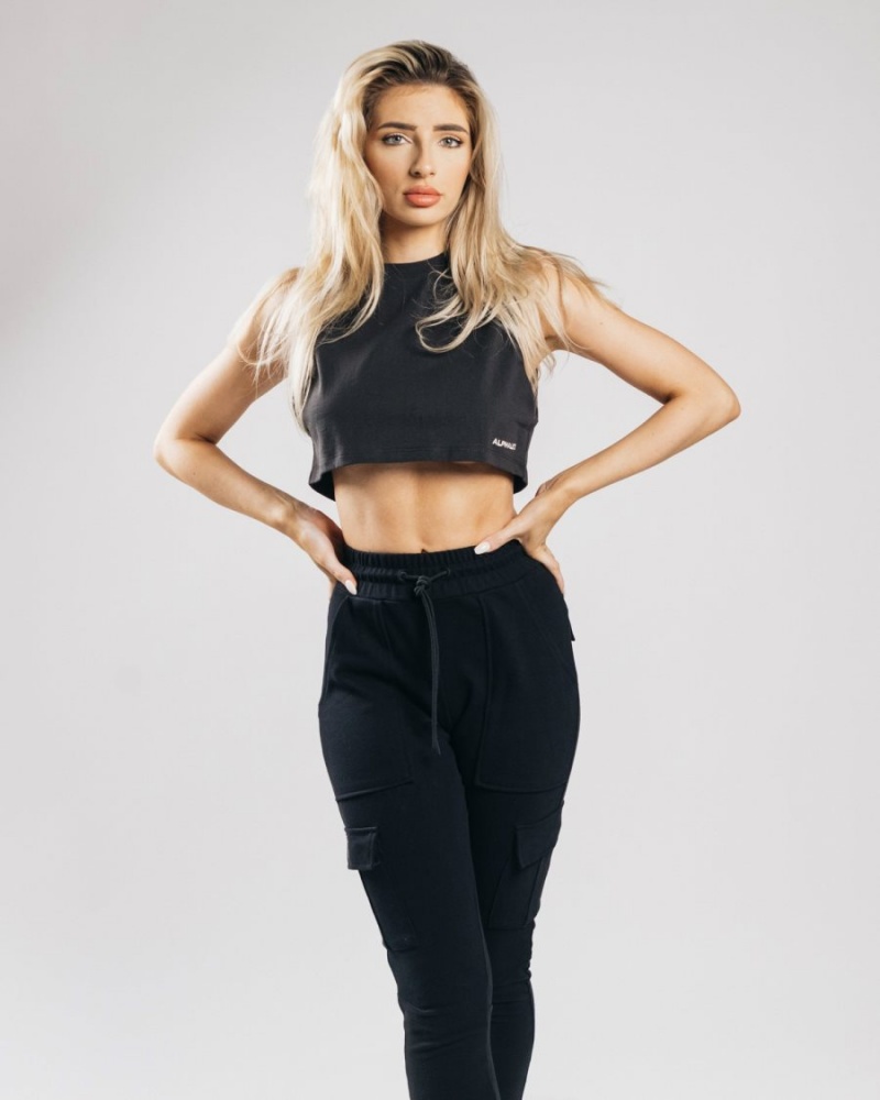 Debardeur Alphalete Heavy Coton Cropped Cutoff Noir Femme | SYL-70895322