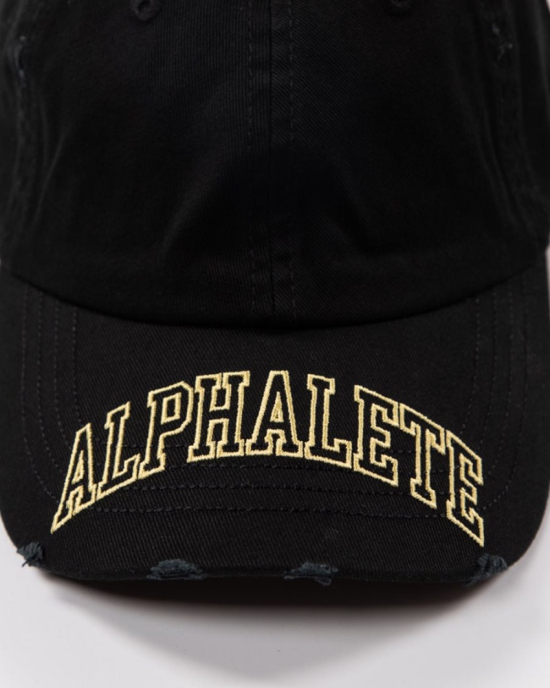 Accessoires Alphalete Collegiate Vintage Cap Noir Jaune Homme | KKM-56902966