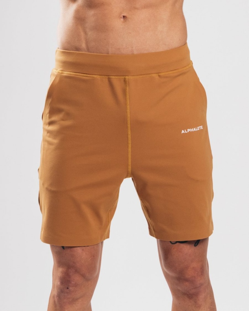 Short Alphalete Trace Corta 8" Camel Homme | OPH-82974215