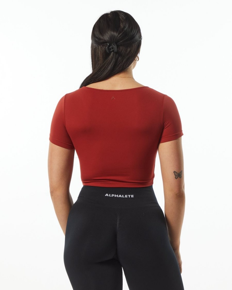 Chemises Alphalete Ultrasoft Pinnacle Tee Cherry Femme | GEW-55922049