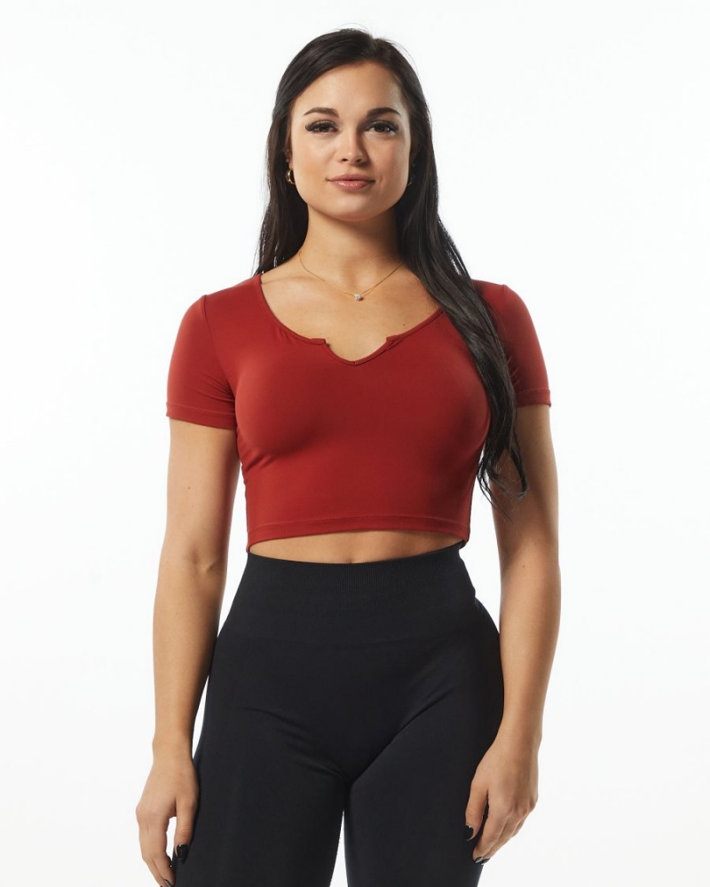 Chemises Alphalete Ultrasoft Pinnacle Tee Cherry Femme | GEW-55922049