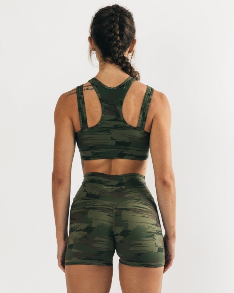 Soutien Gorge Sport Alphalete Surface Keyhole Bra Vert Olive Camouflage Femme | RSY-30550931