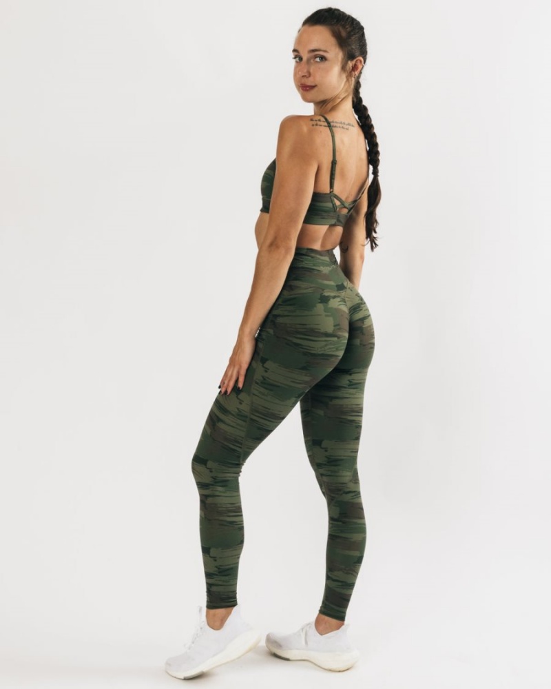 Leggings Alphalete Surface Power Legging Vert Olive Camouflage Femme | PKW-69611989