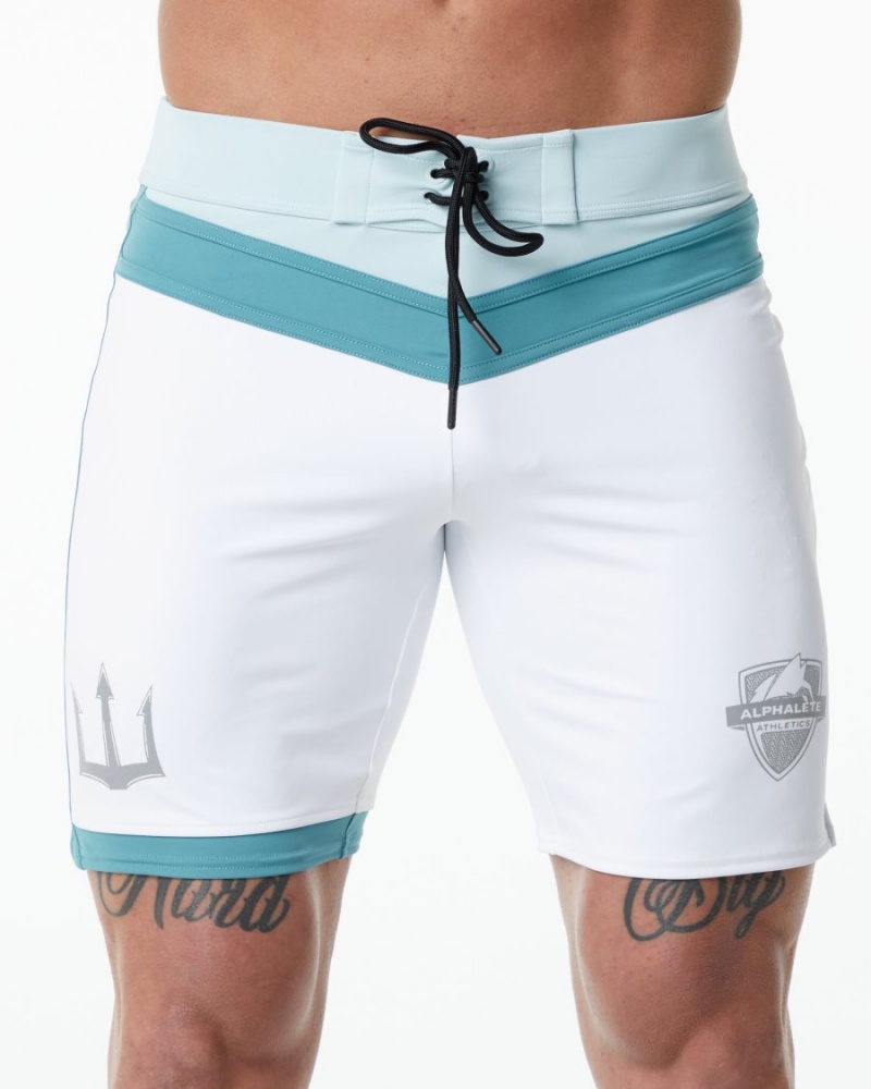 Shorts De Bain Alphalete Trident Competition Corta Blanche Homme | HIS-08420187