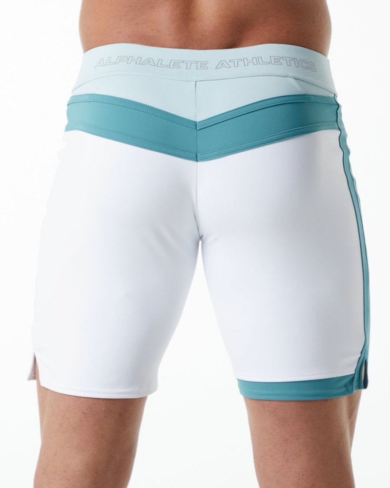 Shorts De Bain Alphalete Trident Competition Corta Blanche Homme | HIS-08420187