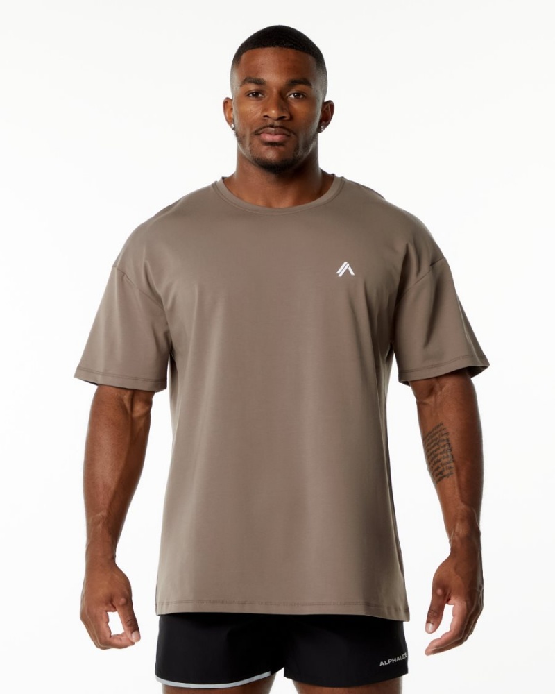 Chemises Alphalete Emblem Tee Mocha Homme | VBZ-29516639