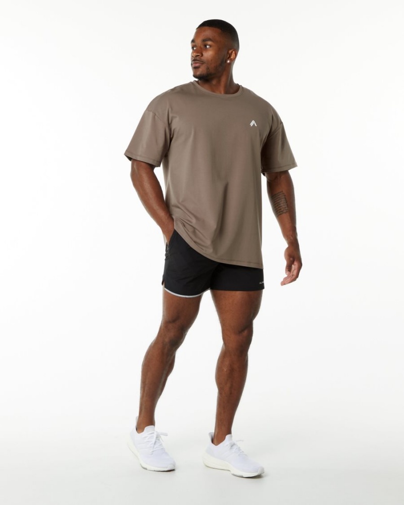 Chemises Alphalete Emblem Tee Mocha Homme | VBZ-29516639