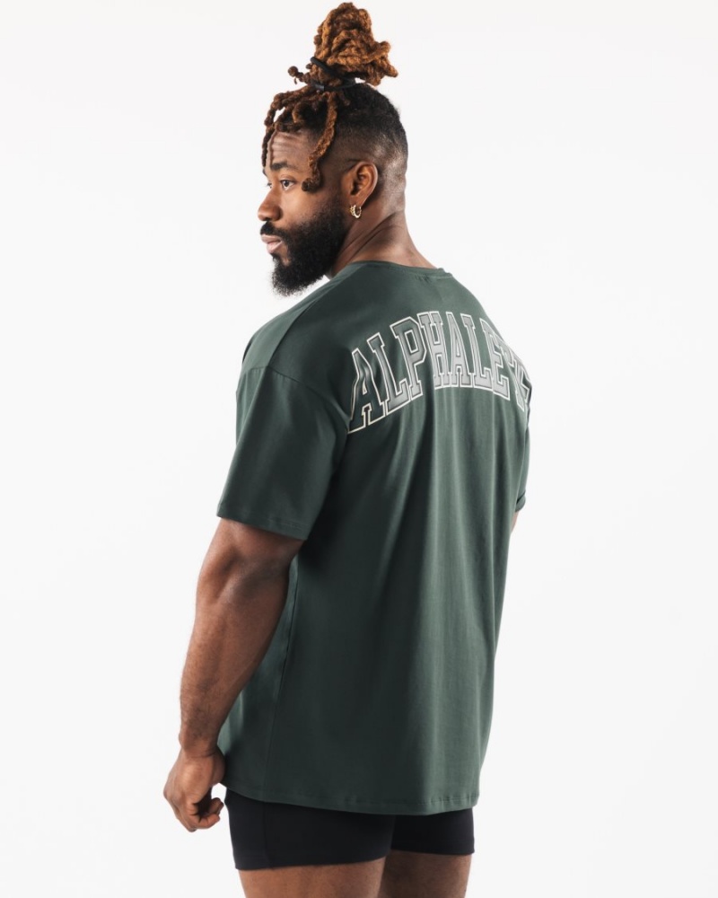 Chemises Alphalete Collegiate Tee Evergreen Homme | RFV-81355764